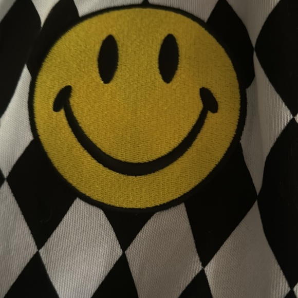 DIAMOND SMILEY 2 EMBROIDERY FLEECE HALF ZIP SWEATSHIRT - BLACK // WHITE - Picture 3 of 5
